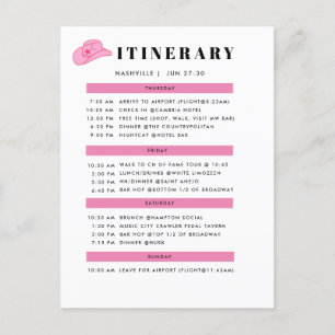 ITINERARY  POSTCARD