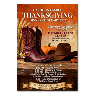 itinerary table number