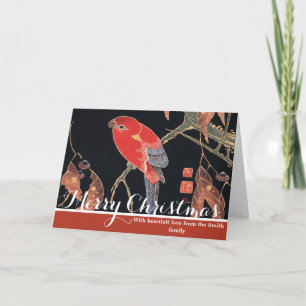 Ito Jakuchu Red Parrot on the Branch Japanese Art Holiday Card