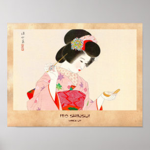 Ito Shinsui Make up vntage japanese geisha lady Poster