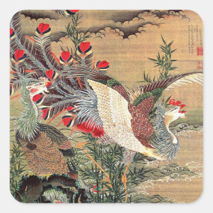 Itoh Jakuchu , Jakuchu ITO , Kyokujitsu Hoo-zu Square Sticker