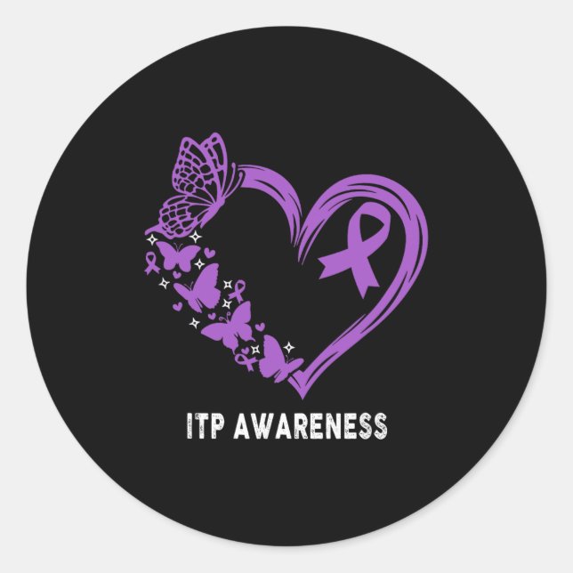 Itp Awareness Heart Itp Warrior  Classic Round Sticker (Front)