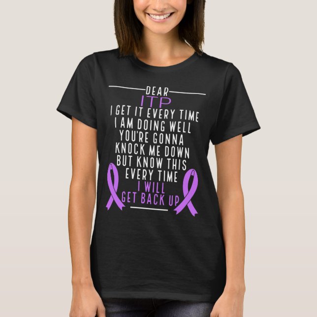 ITP Awareness Survivor I will get back Red Ribbon T-Shirt (Front)