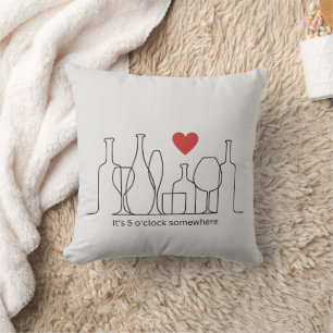 It's 5 o'clock Somewhere Funny Throw Pillow