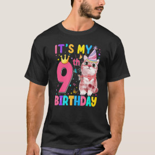 It's 9th My Birthday Cat Kids 9 Years Old Kitten B T-Shirt