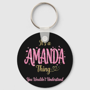 It's A Amanda Thing Pink Gold Women Gift Keychain