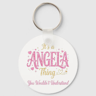 It's A Angela Thing Pink Gold Women Gift Keychain