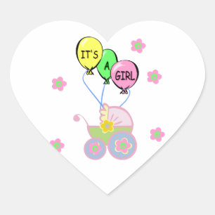 Its A Baby Girl Heart Sticker