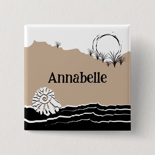 It's A Beach Birthday Party Name 2 Inch Square Button (Front)