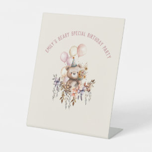 It's a Beary Special Birthday Happy Birthday Table Pedestal Sign
