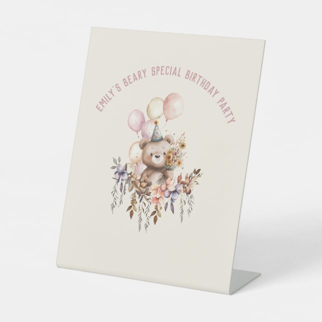 It's a Beary Special Birthday Happy Birthday Table Pedestal Sign (Front)