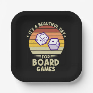 It's A Beautiful Day For Board Games funny gamer Paper Plate