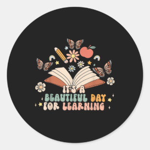 Its A Beautiful Day For Learning Butterfly Book Te Classic Round Sticker
