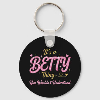 It's A Betty Thing Pink Gold Women Gift Keychain