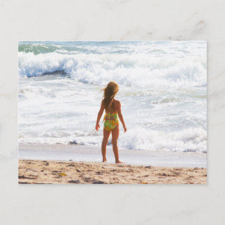 Its A Big World - Little Girl At The Beach Postcard