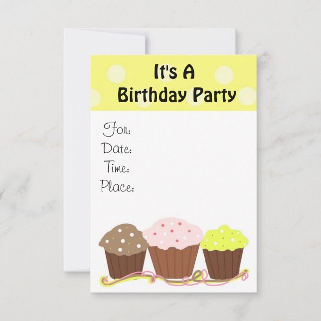 It's A Birthday Party with Cupcakes Invitation (Front)