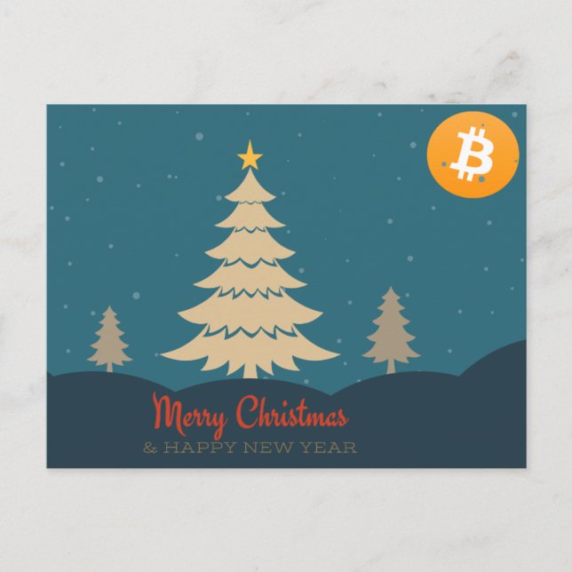It's a Bitcoin Christmas! Holiday Postcard (Front)