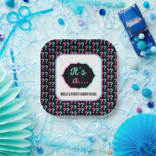 It's a..Blue and Pink Gender Reveal Paper Plate (Party)