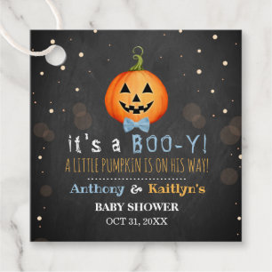 It's A Boo-y! Little Pumpkin Halloween Baby Shower Favour Tags