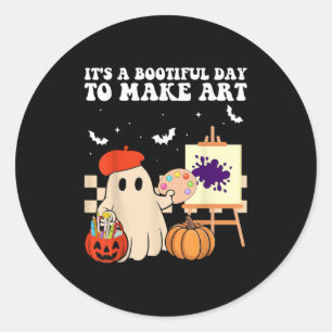 It's A Bootiful Day To Make Art Groovy Art Teacher Classic Round Sticker