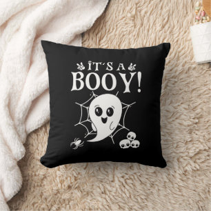 It's A Booy, Cute Baby Gender Reveal Halloween Throw Pillow