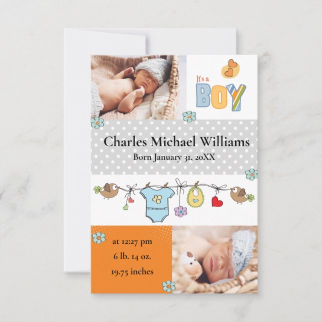 It's a Boy - 3x5 Birth Announcement (Front)