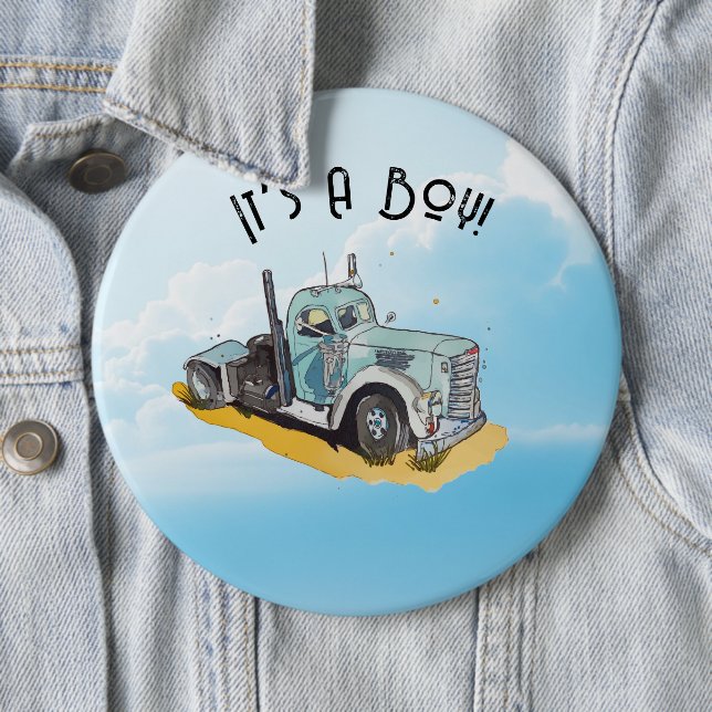 It's A Boy! 6 Inch Round Button (In Situ)
