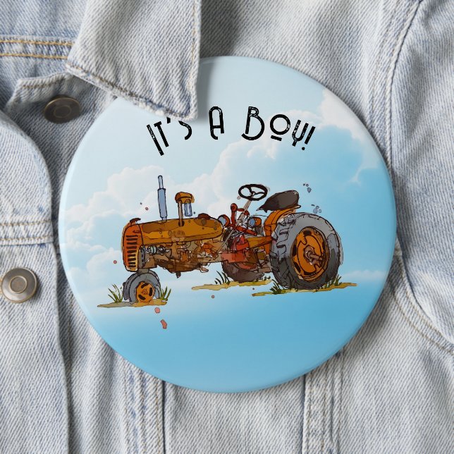 It's A Boy! 6 Inch Round Button (In Situ)