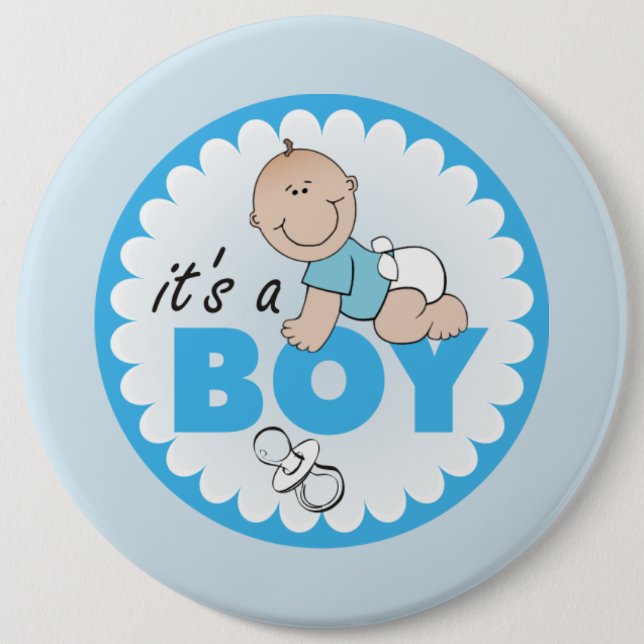 It's a Boy 6 Inch Round Button (Front)