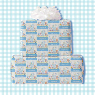 It's a Boy! Add First or Last Name Cute Teddy Wrapping Paper