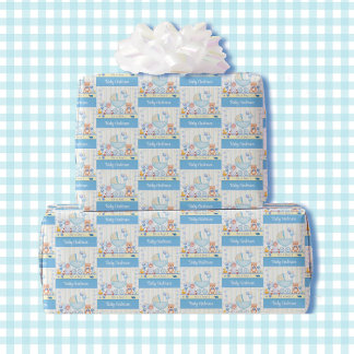 It's a Boy! Add First or Last Name Cute Teddy Wrapping Paper