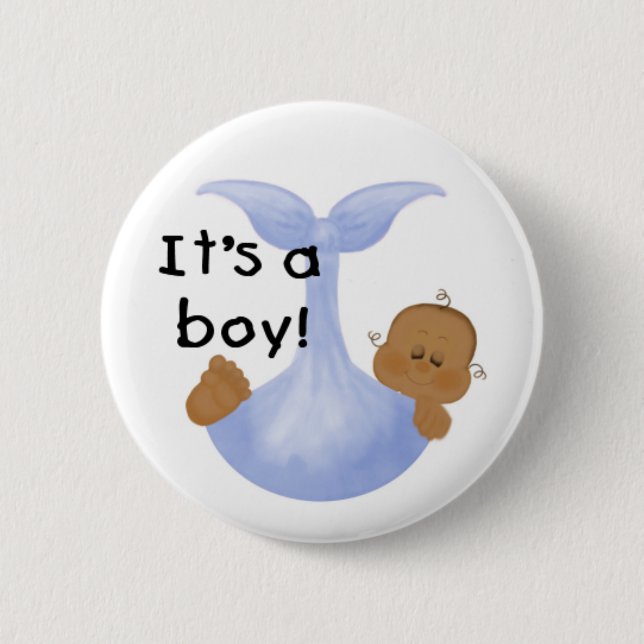 It's a Boy African American 2 Inch Round Button (Front)