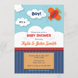 It's a Boy Airplane Baby Shower Invitation
