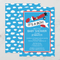 It's a Boy! Airplane Boys Baby Shower Invite