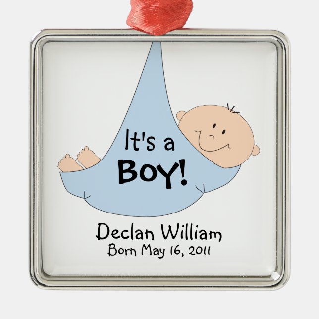 It's a Boy! Announcement Metal Ornament (Front)