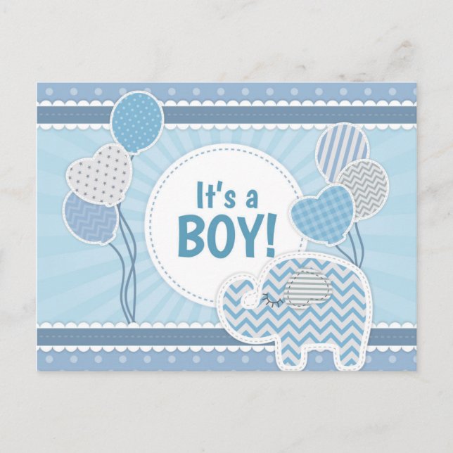 It's A Boy Announcement Postcard (Front)
