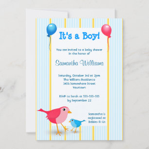 It's a Boy Baby Birth Announcement Shower Invite
