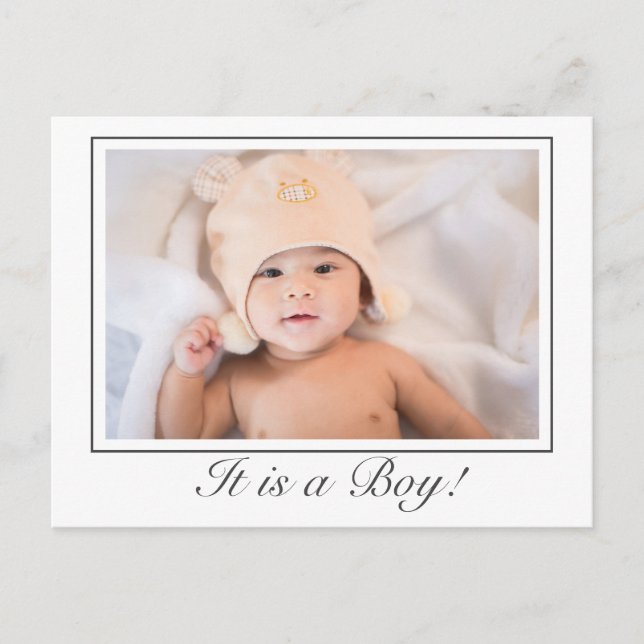 It's a Boy Baby Birth Photo Announcement Postcard (Front)