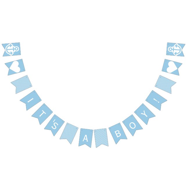 Its A Boy Baby Blue and White Nautical Bunting Bunting Flags (All)