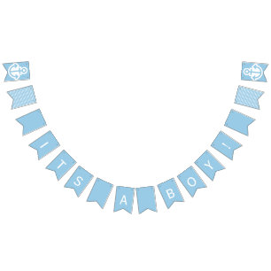 Its A Boy Baby Blue and White Nautical Bunting Flags