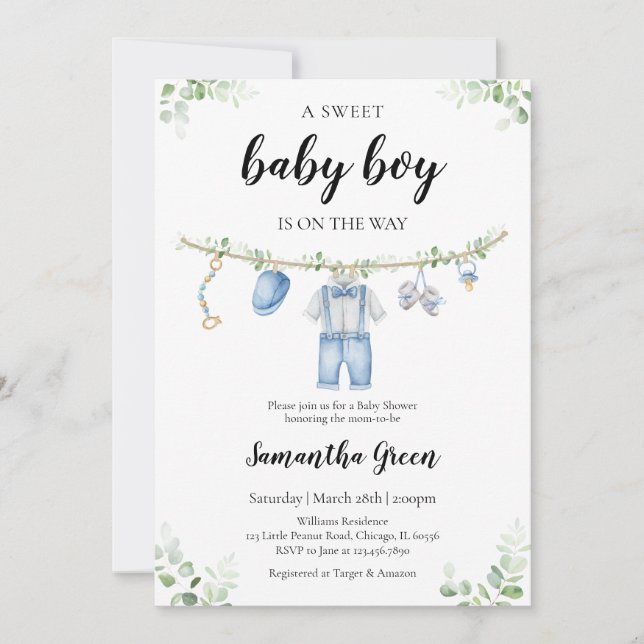 It's a Boy Baby Clothes Baby Shower Invitation (Front)