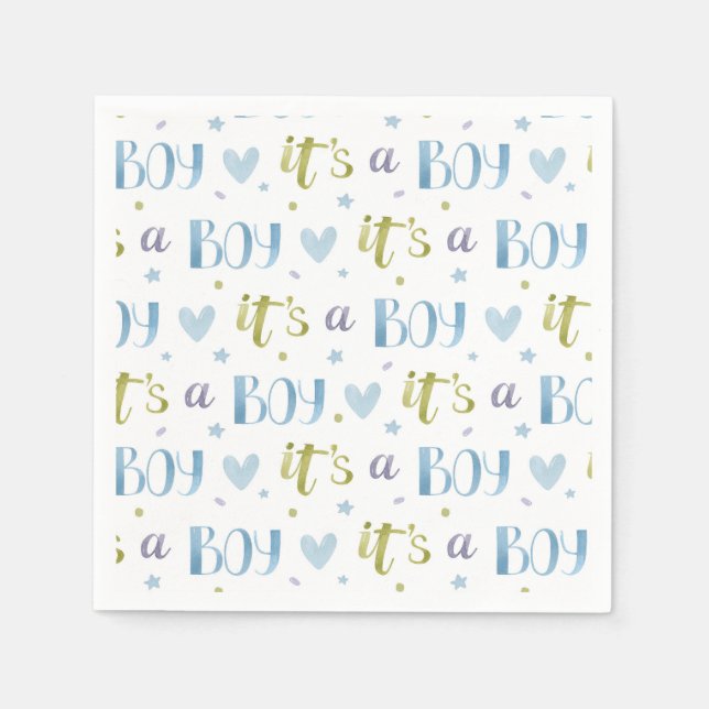 It's a Boy Baby Shower Blue Napkin (Front)