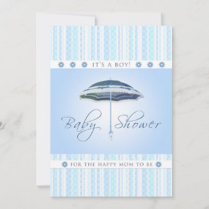 It's a Boy - Baby Shower - Blue Umbrella Invitation