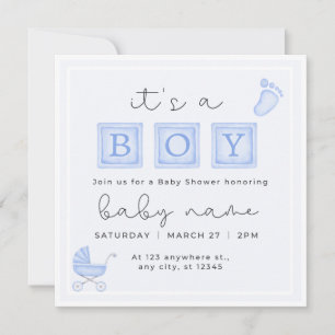 It's A Boy Baby Shower, Boy Invitation