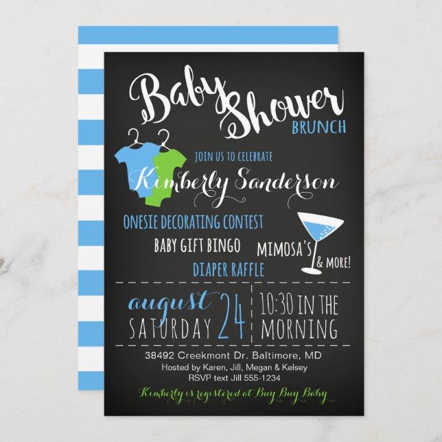 It's a Boy Baby Shower Brunch Party Invitation (Front/Back)