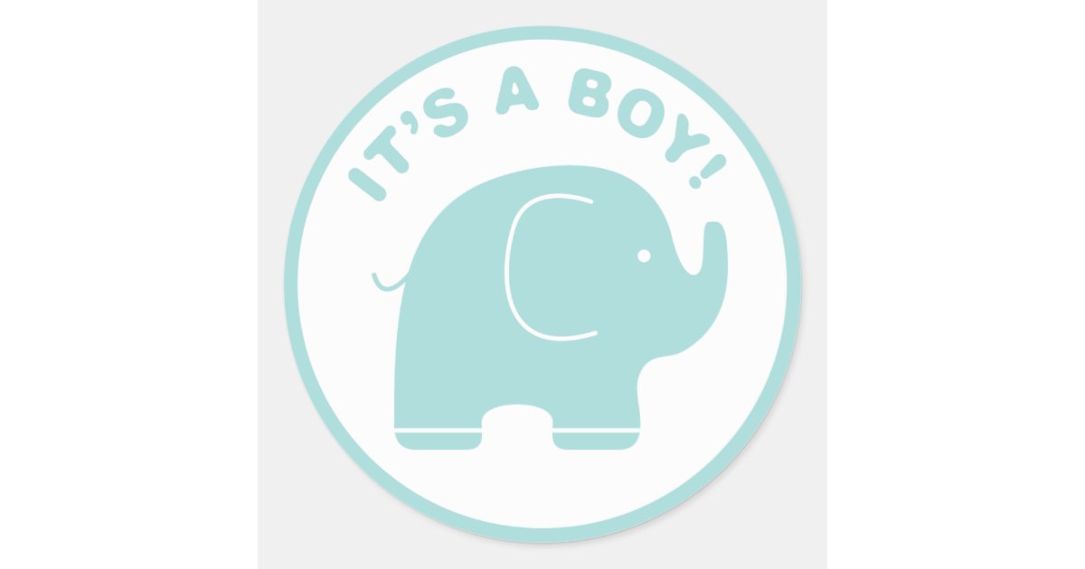 It S A Boy Baby Shower Cute Blue Elephant Sticker Zazzle Ca