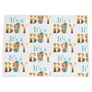 It's a boy baby shower Dinosaur   Large Gift Bag