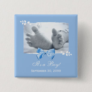 Its a Boy Baby Shower Elegant Birth Announcement 2 Inch Square Button
