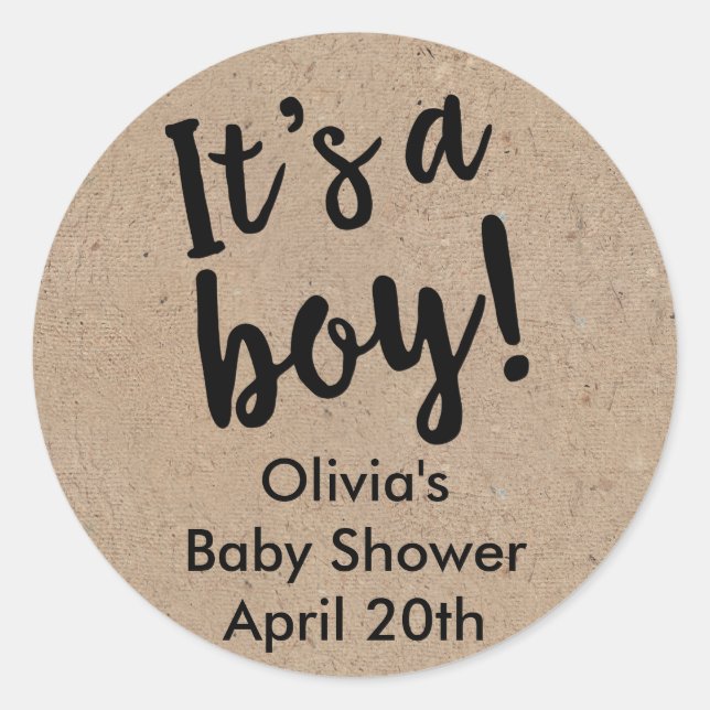 It's A Boy Baby Shower Favour Tag Kraft (Front)