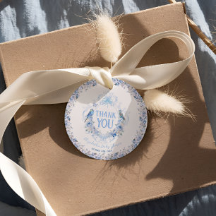 It's a Boy Baby Shower Floral Crest Bow Thank You Favour Tags